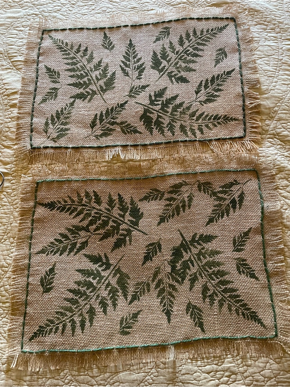 Green Leaf Pattern Burlap Table Runner - Picture 13 of 15